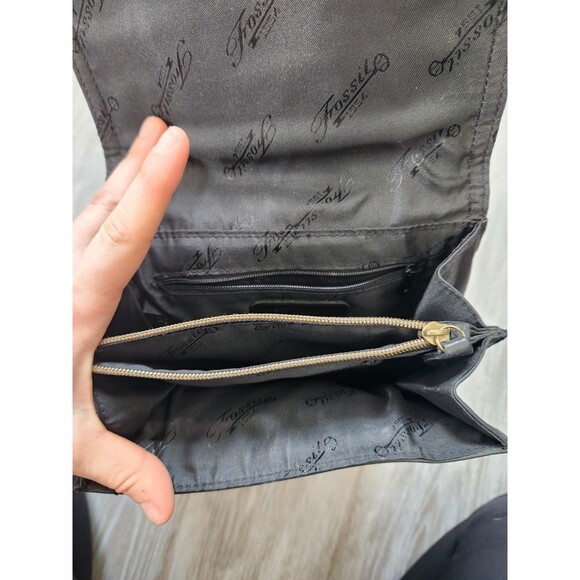 Vintage Fossil 1954 Black Leather Crossbody Shoulder Bag Purse  75082 Handbag - Picture 10 of 16